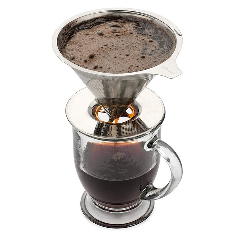 Raffreddamento in acciaio inossidabile Versatore riutilizzabile Sopra filtro del caffè in piedi