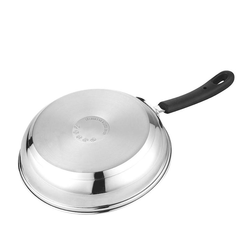 padella wok in acciaio inossidabile con coperchio